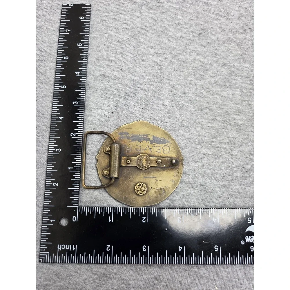 Vintage Solid Brass 7th Cavalry Rough Riders USA Military Belt Buckle Army